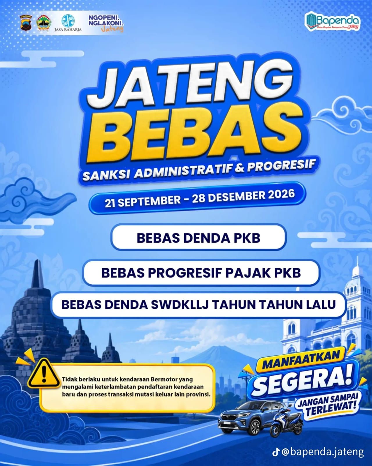 Jateng Bebas Sanksi Administratif dan Progresif Mulai 21 September 2026